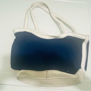 Navy and Cream Canvas Tote Bag - Women